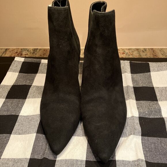 ZARA BASIC COLLECTION WOMEN BLACK SUEDE KITTEN HEEL BOOTS SHOE UK 7 EUR 40 - Picture 3 of 11